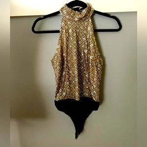 PrettyLittleThing Gold and Black Bodysuit